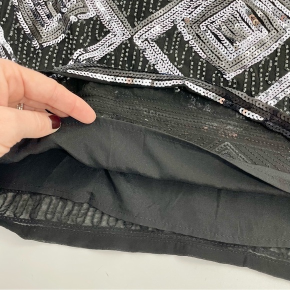 NWT H&M Sequin Party Mini Skirt Glitter Beads Black Copper Brown Silver Size 10 - Picture 11 of 13